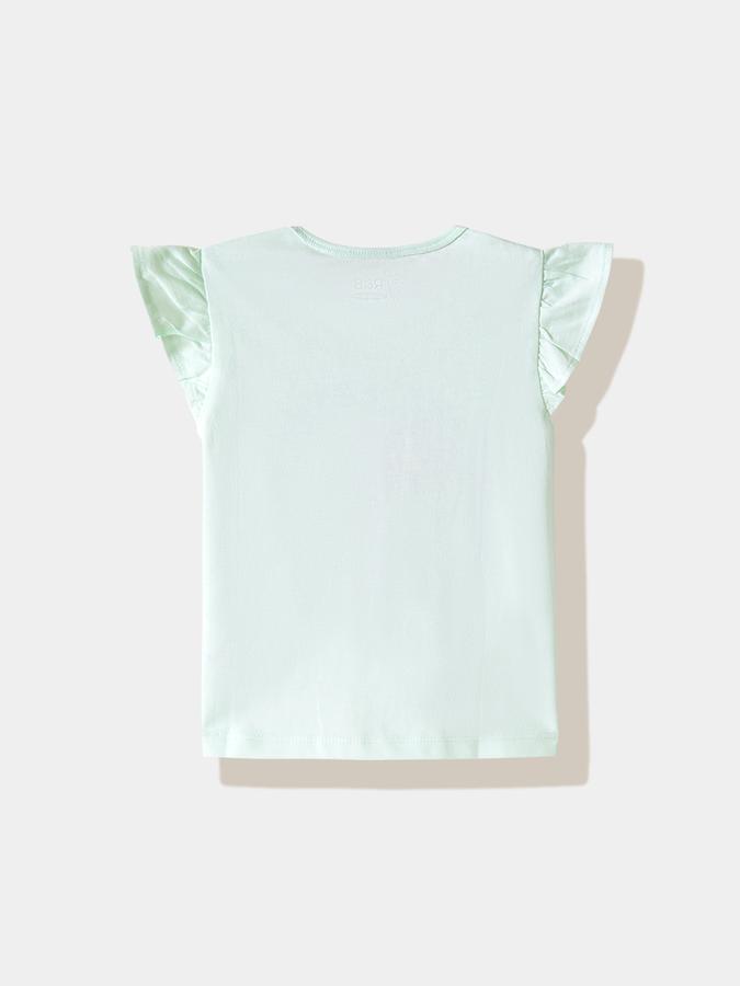 Girls Cotton Regular Fit Crew Neck Graphic T-shirt