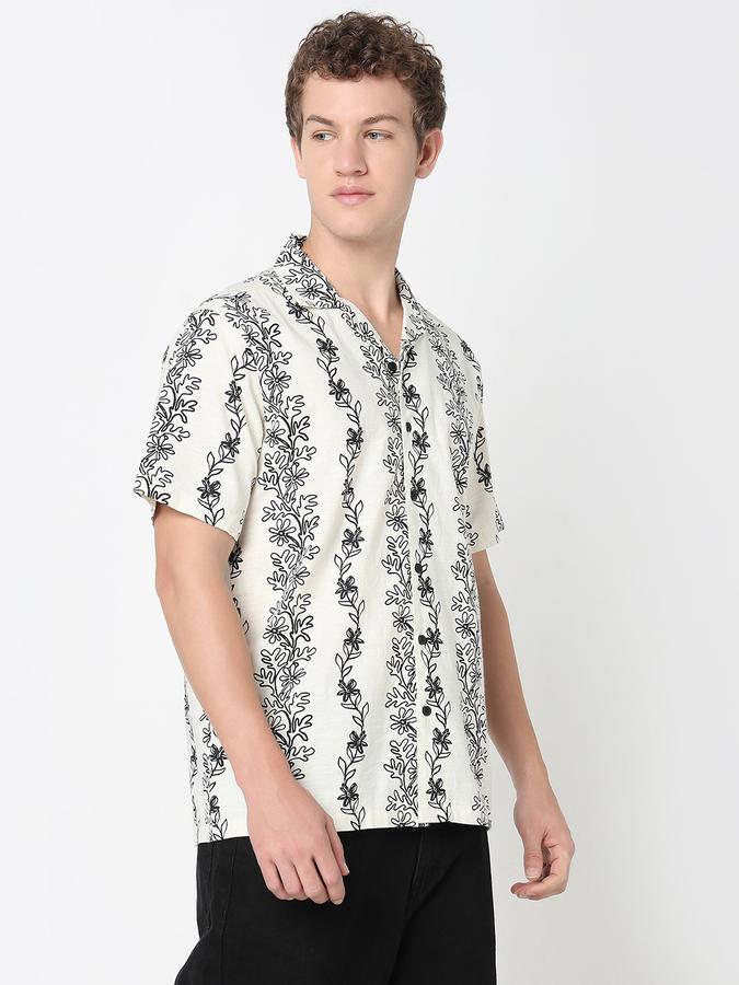 R&B Men's Ivory Printed Shirt
