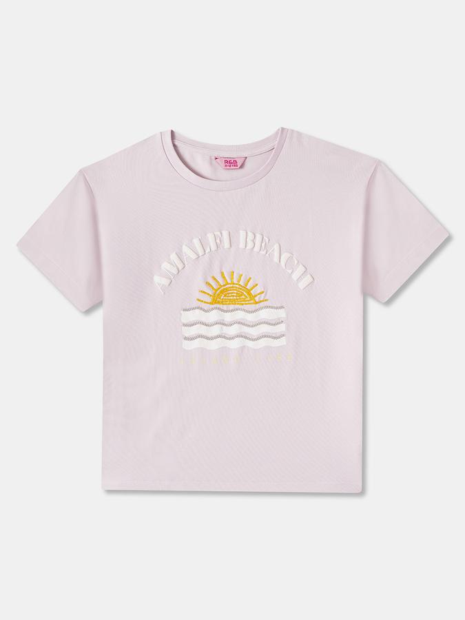 Embroidered T-Shirt With Crew Neck and Short Sleeves