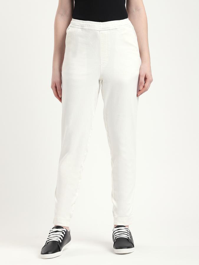 R&B Women Ivory Solid Trousers