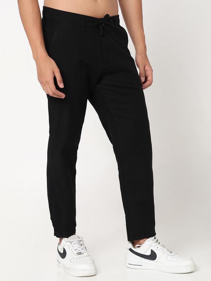 WOVEN COTTON SLUB LINEN LOOK PANT image number 3