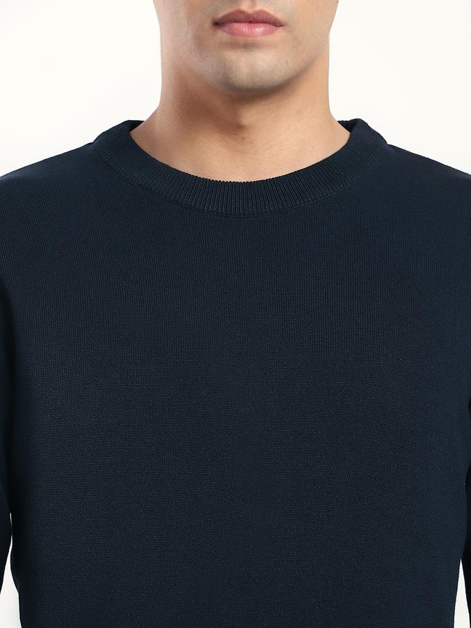 Men Cotton Blend Regular Fit Crew Neck Solid Sweater