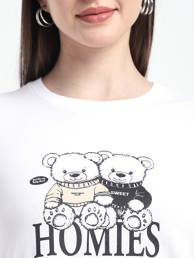 Women Cotton Regular Fit Crew Neck Graphic T-shirt