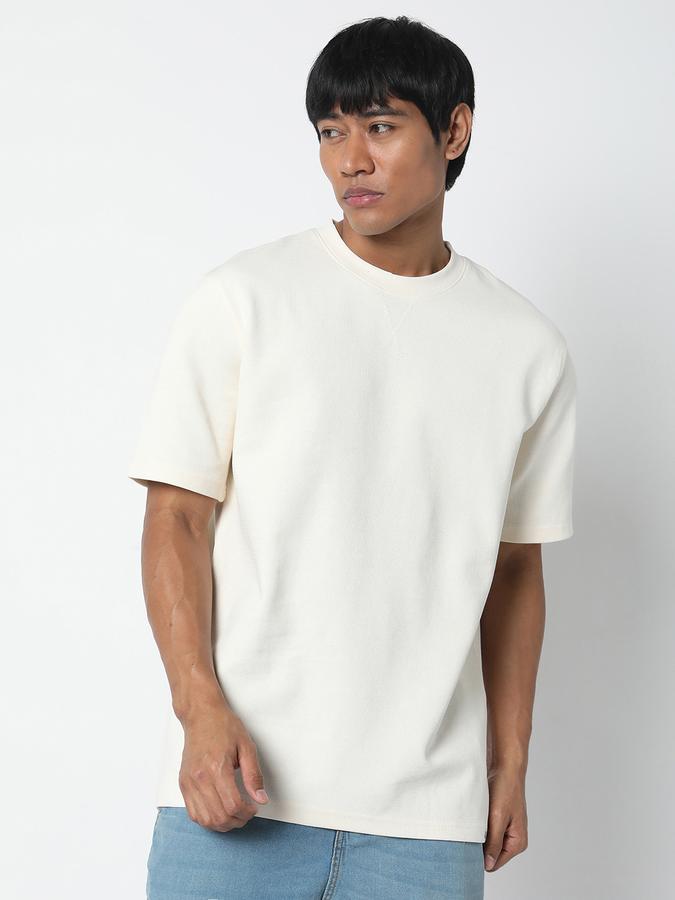 Men Cotton Blend Regular Fit Crew Neck Waffle Knit T-shirt