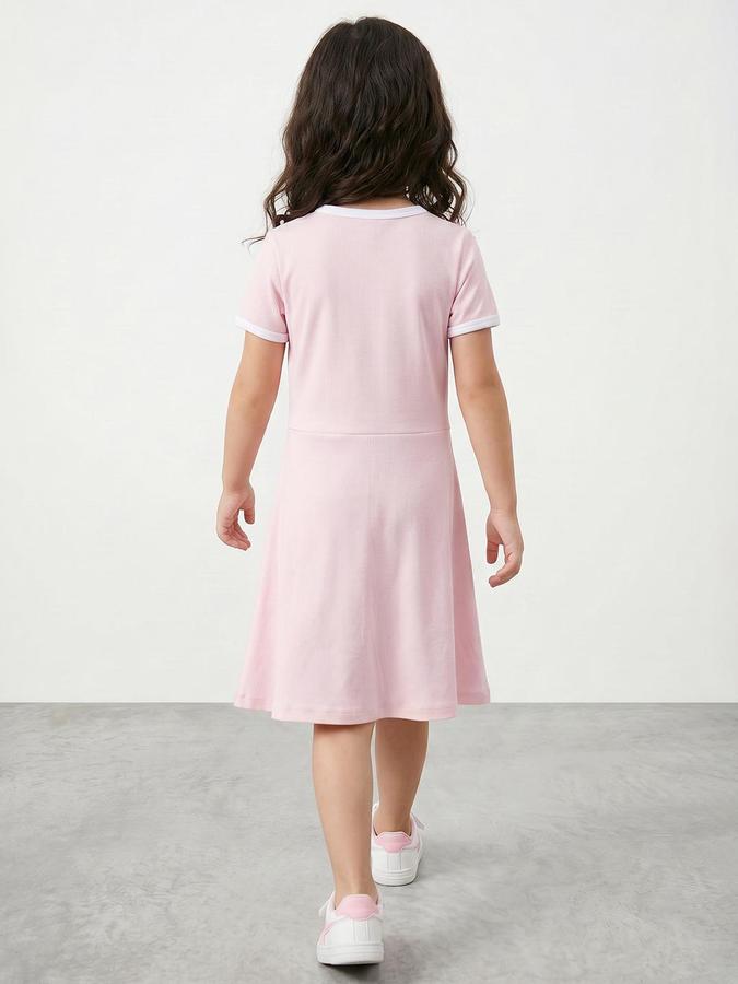 R&B Pink Cotton Printed Girls Dresses
