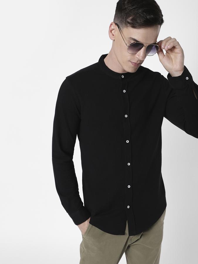 R&B Men Black Casual Shirts