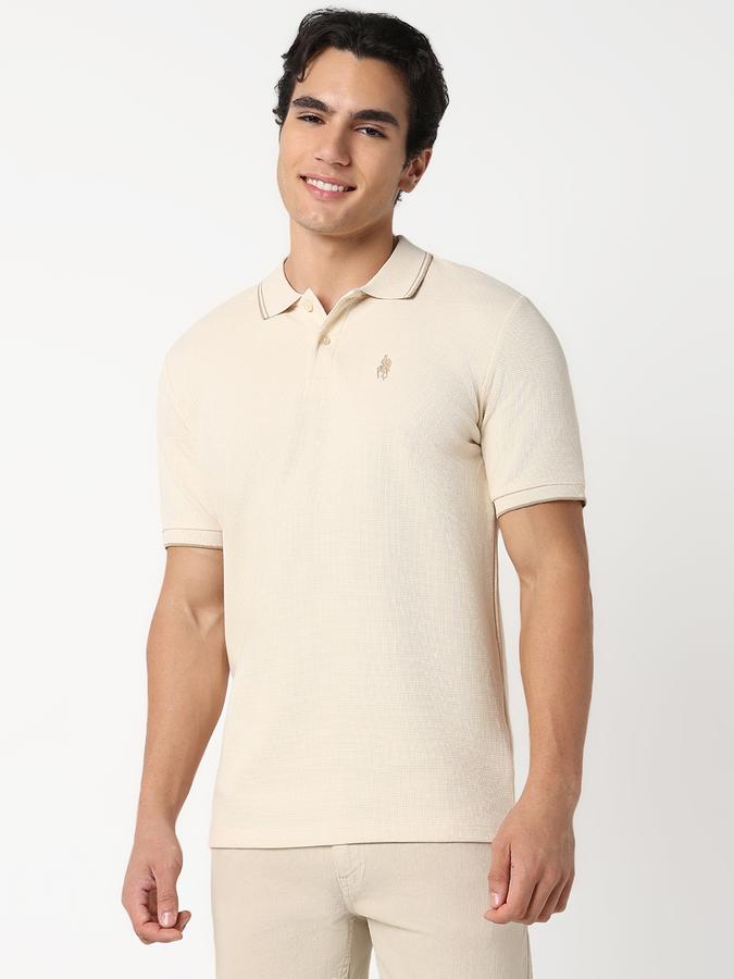 Self Design Men Peter Pan Collar T-Shirt image number 2