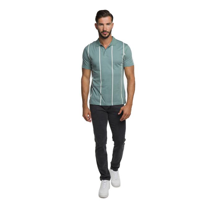 R&B Polo Collar Striped Green Polo T-Shirt image number 1