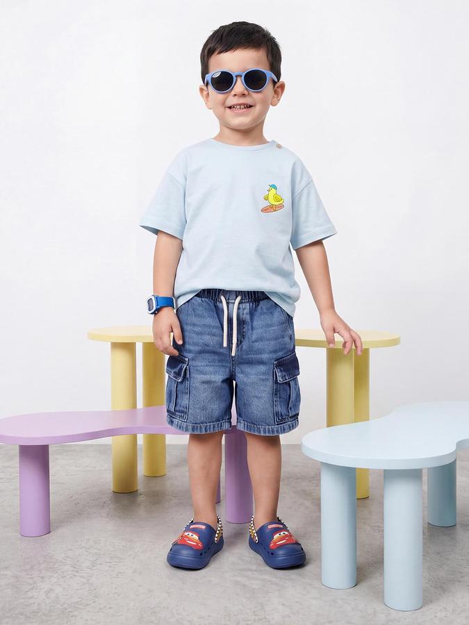 R&B Boys Blue Solid Knee-Length Denim Shorts