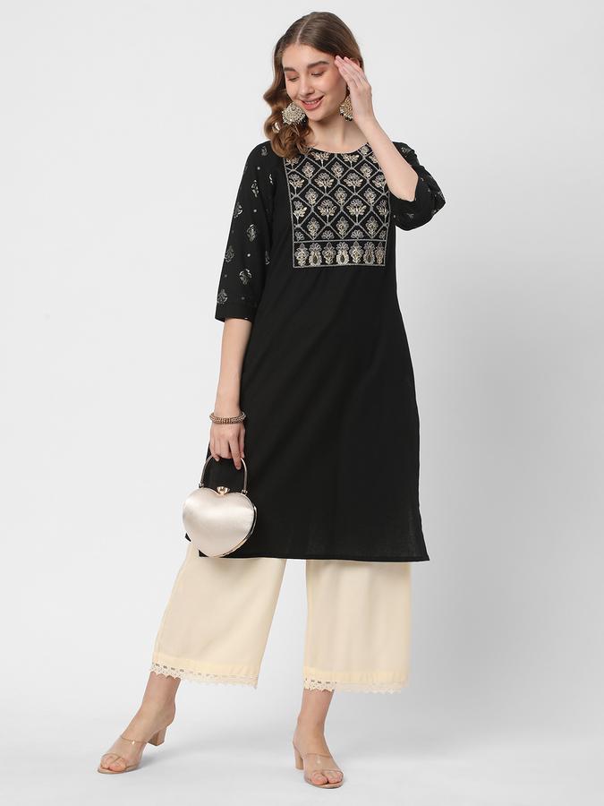 Women Round-Neck Straight Kurta  image number 1
