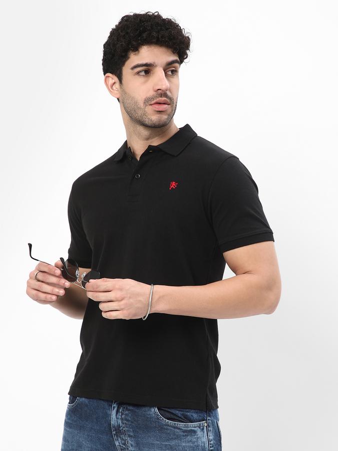 Men Cotton Regular Fit Polo Neck Solid T-shirt