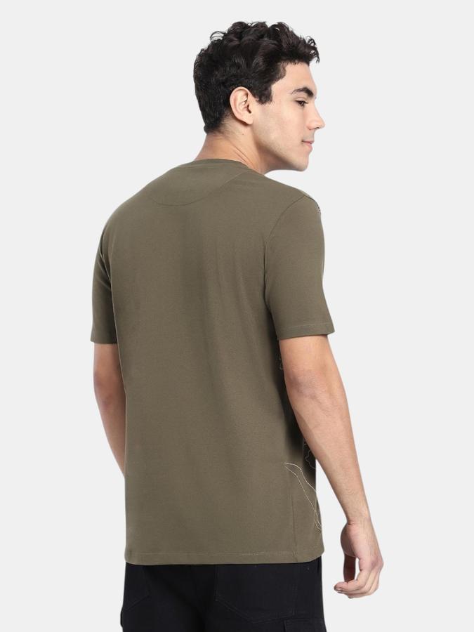 R&B Olive Embroidered Men Short Sleeve T-shirt