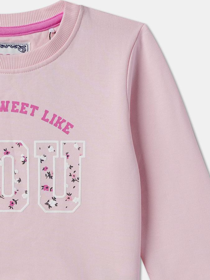 Girls Graphic Regular Fit Full Sleeve Crew Neck SweaT-Shirt