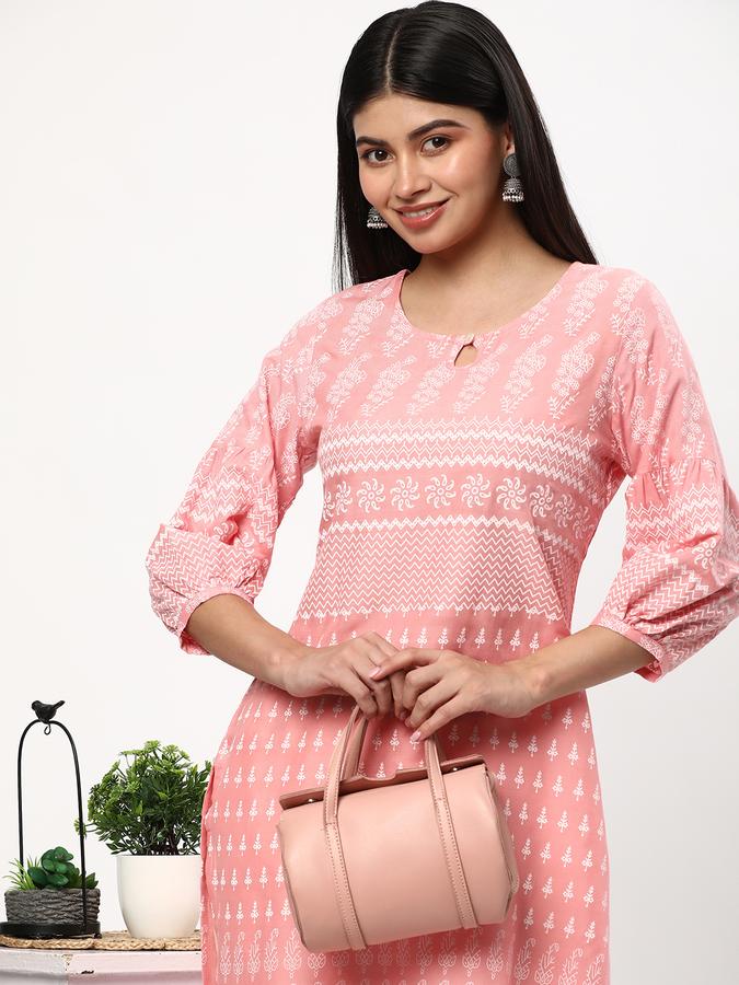 Women Rayon Regular Fit Keyhole Neck Printed Kurta