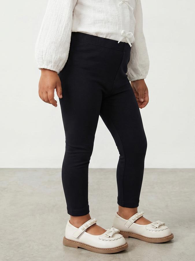 R&B Girl Black Solid Cotton Blend Leggings