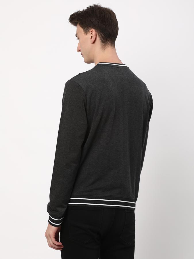 Men Cotton Regular Fit Crew Neck Graphic Sweatshirt
