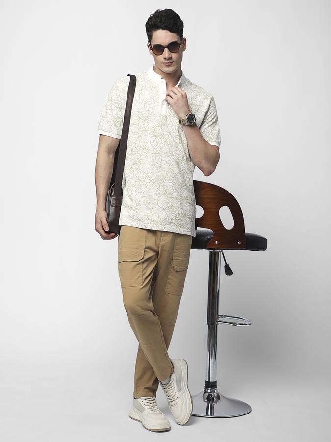 Floral Printed Polo T-Shirt with Short Sleeves image number 1