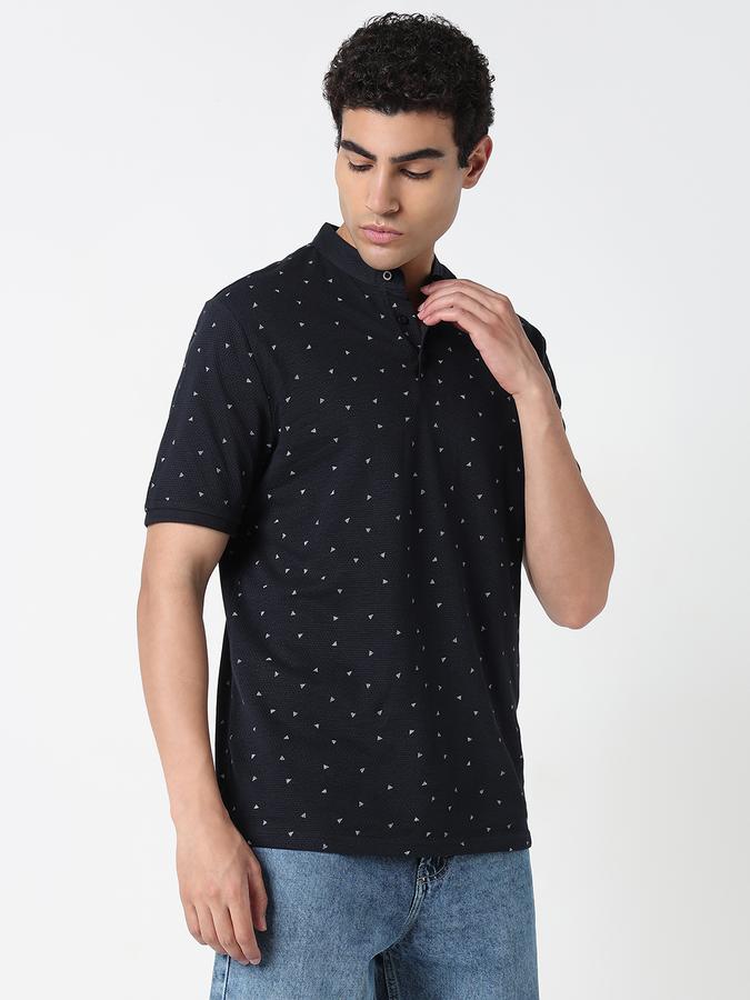 Printed Men Mandarin Collar T-Shirt image number 2