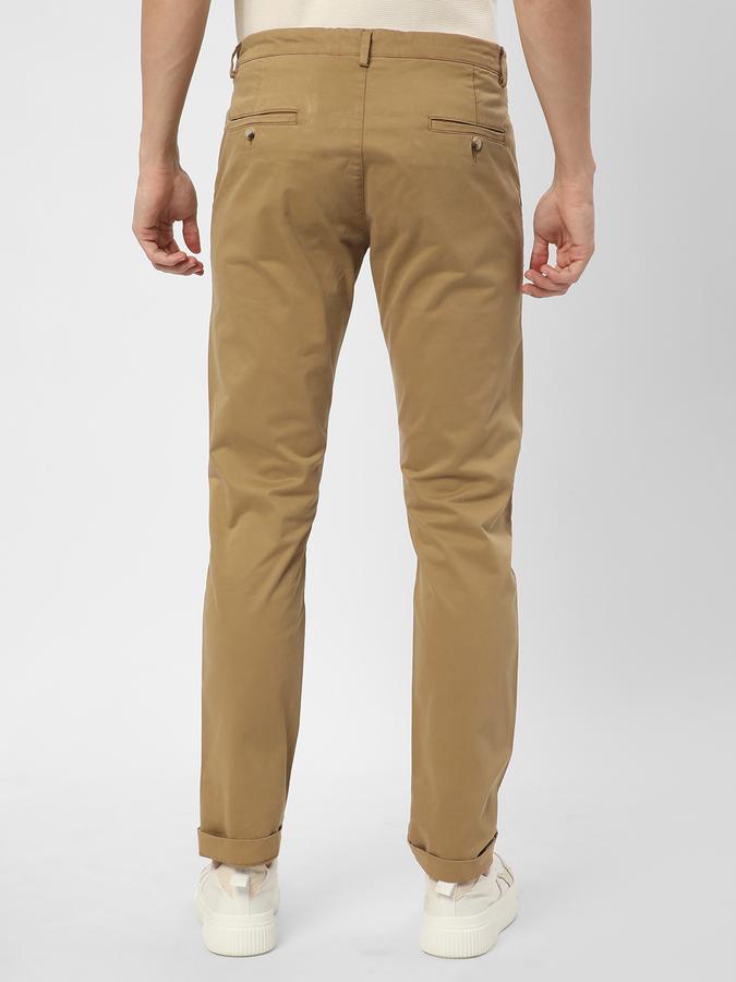 Men Cotton Slim Fit Flat Front Solid Trousers