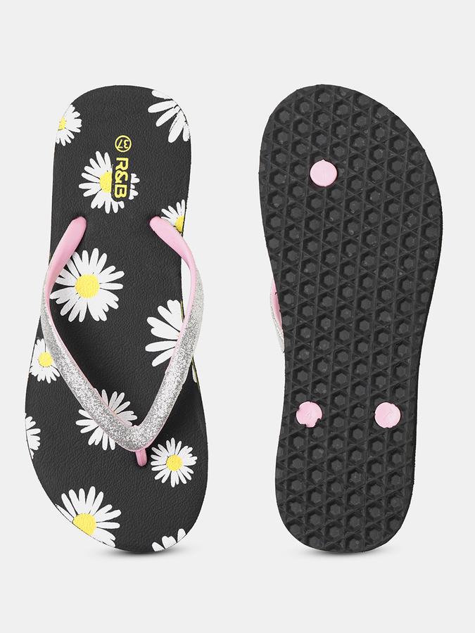 Women Floral Print Thong Flip-Flops image number 3