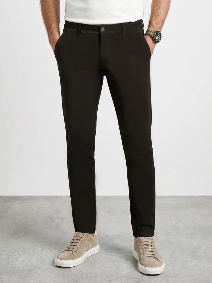 R&B Men's Olive Slim Fit Trousers