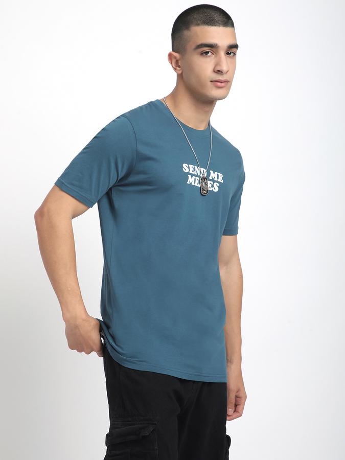 Men Cotton Regular Fit Crew Neck Typographic Print T-shirt
