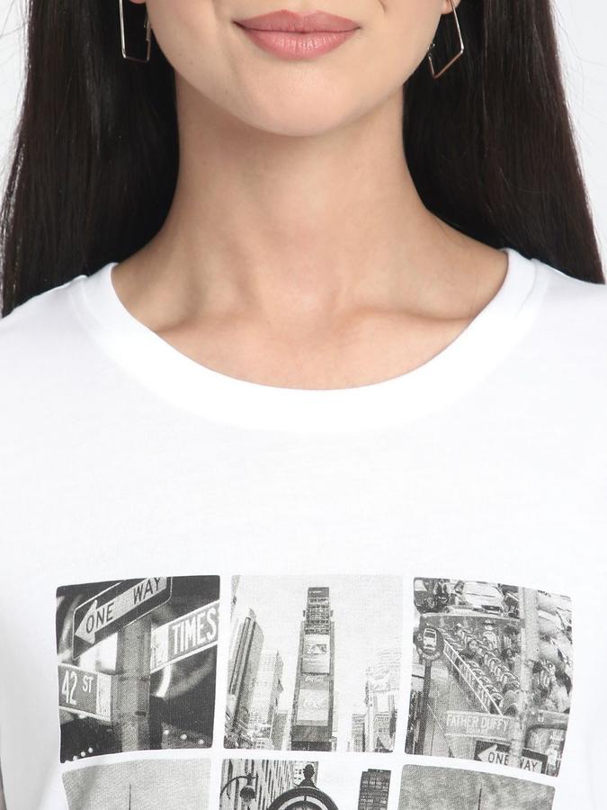 Women Cotton Regular Fit Round Neck Graphic T-shirt