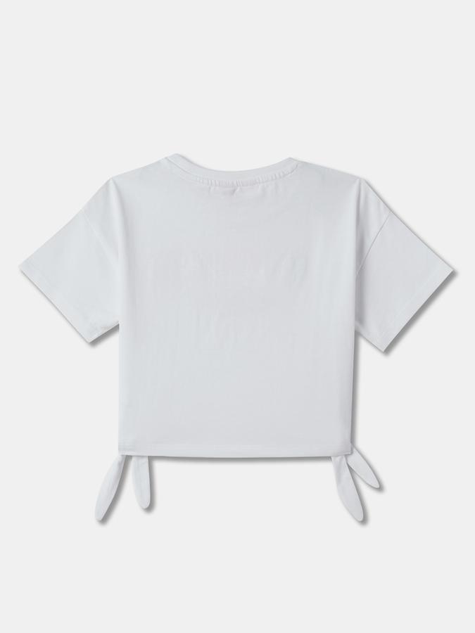 Girls Floral Applique Round-Neck Top image number 1
