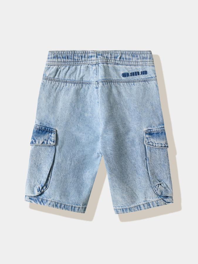 Boys Cotton Relaxed Fit Elastic Waist Clean Hem Shorts