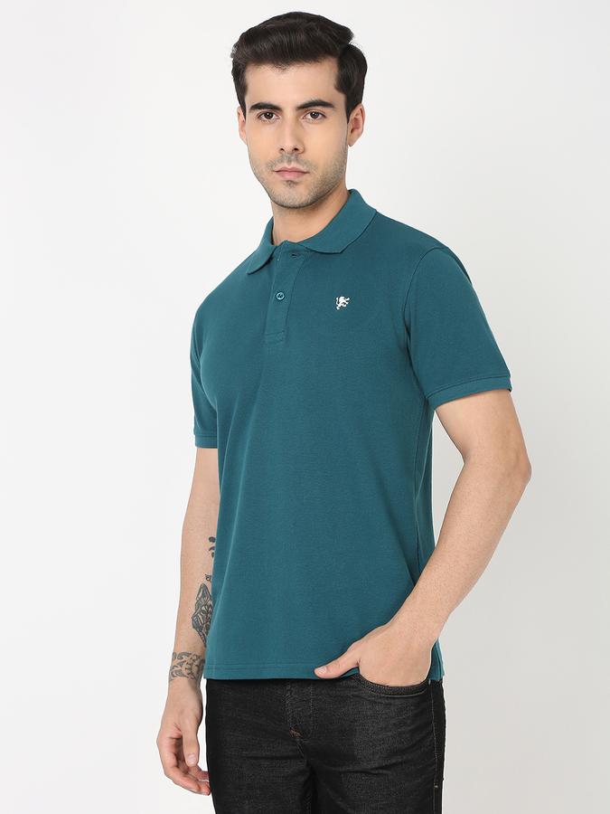Men Cotton Blend Regular Fit Polo Neck Heathered T-shirt