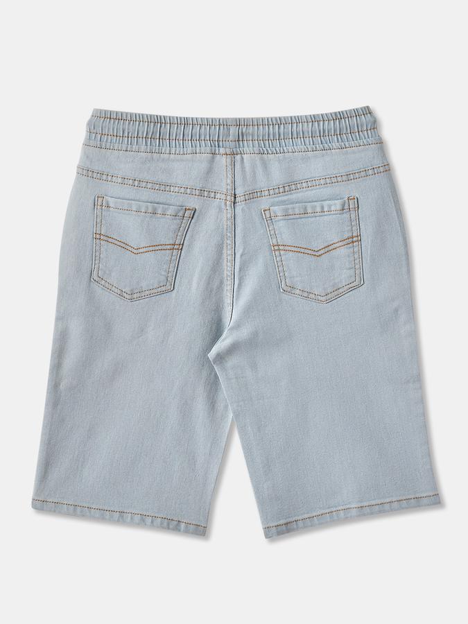 Boys Denim Relaxed Fit Elastic Waist Drawstring Shorts
