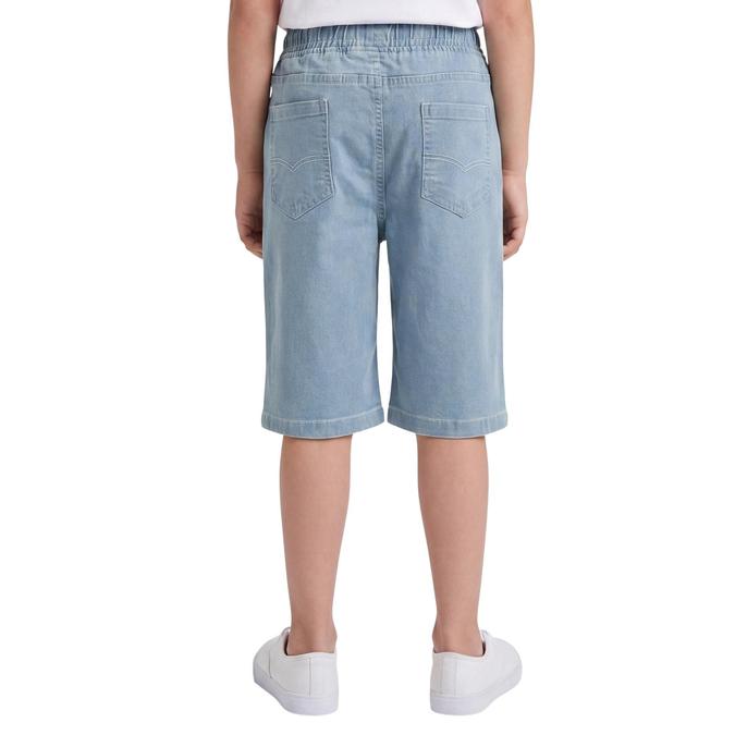 R&B Blue Regular Fit Solid Mid Rise Boys Shorts