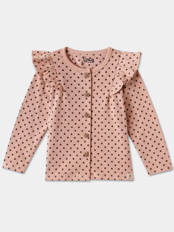 Girls Cotton Polka Dot Ruffled Top and Leggings Set