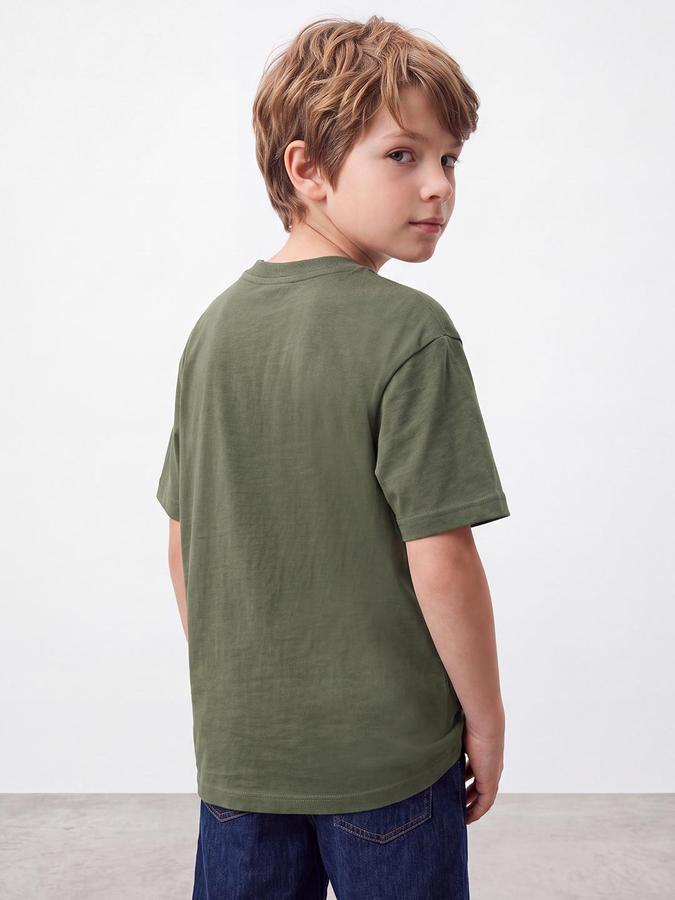R&B Boys Olive Short Sleeve Round Neck Typography Print T-Shirt