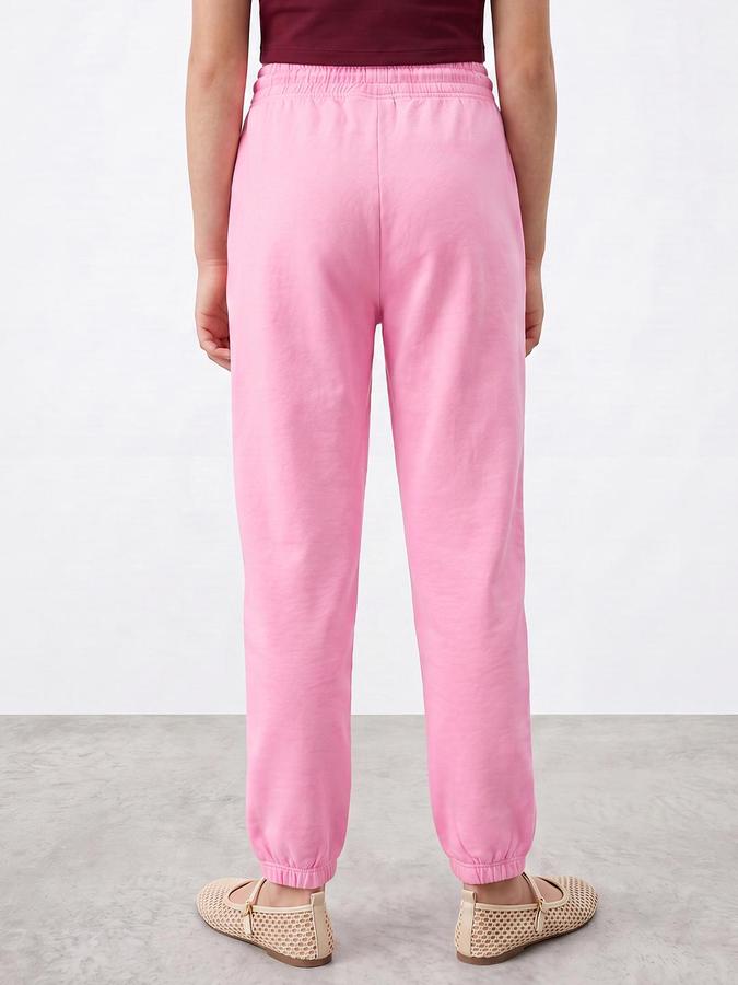 R&B Girls Pink Graphic Print Pure Cotton Pants