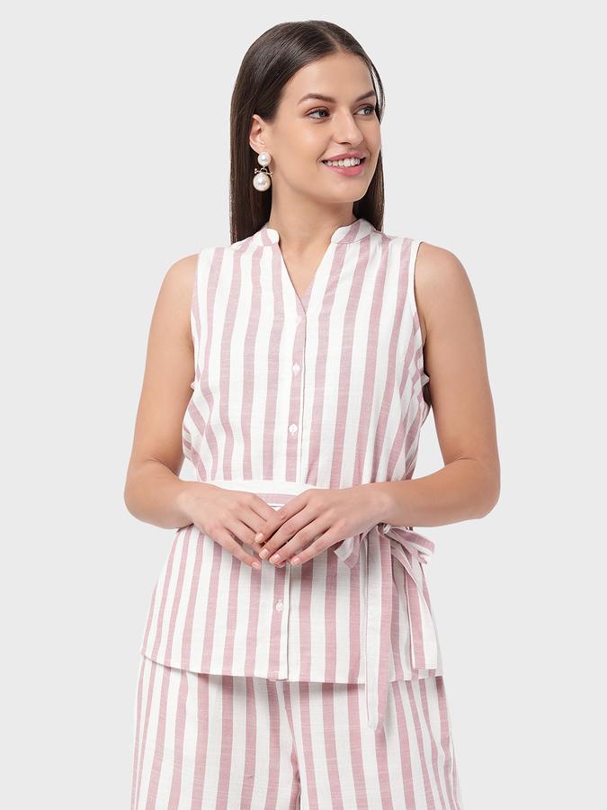 R&B Women's Striped Tie-Up Top