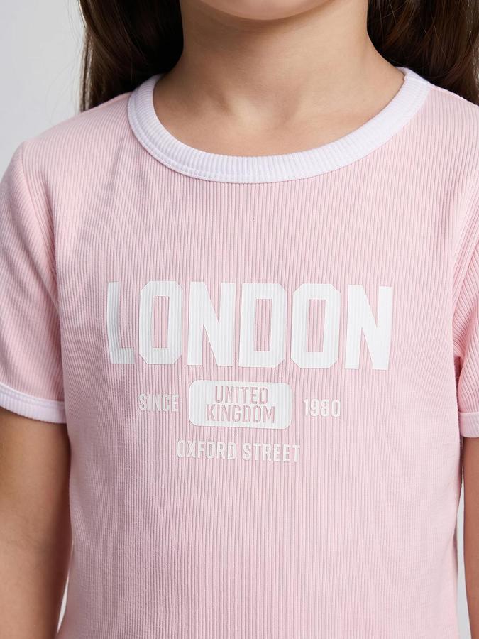 R&B Pink Cotton Printed Girls Dresses