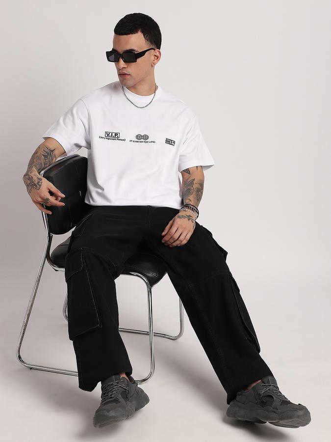 R&B Men's White Printed T-Shirt