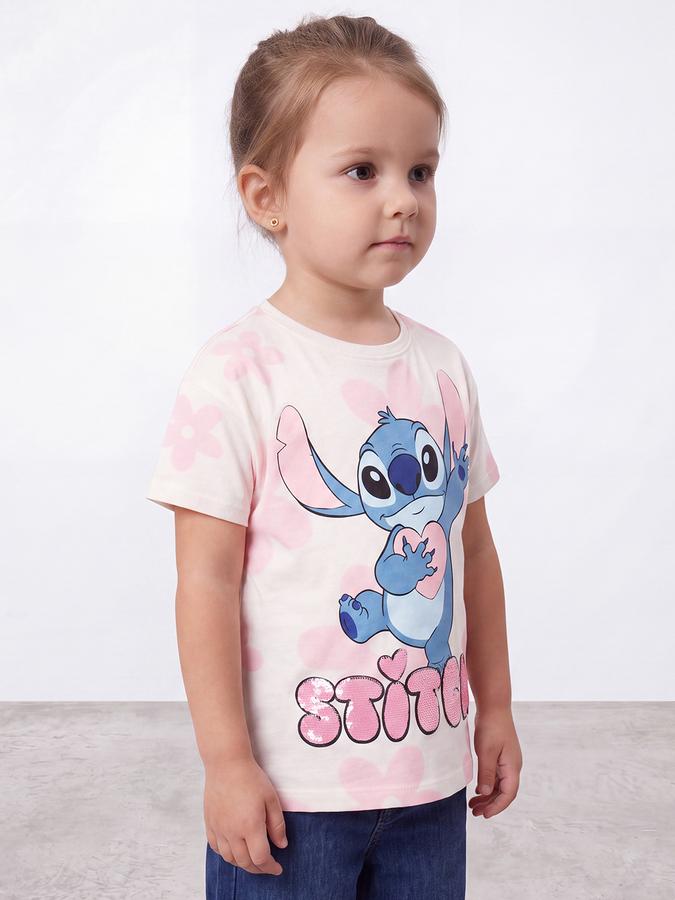 R&B Girls White Stitch Printed  Short Sleeves  T-shirt