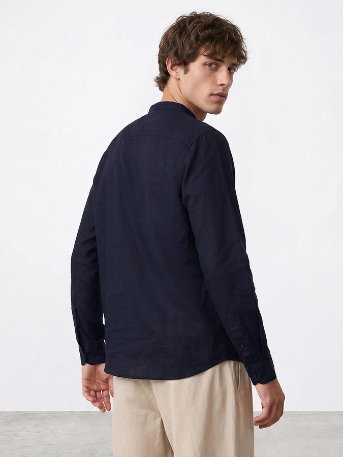 R&B Men Brilliant Blue Solid Long Sleeves Regular Fit Shirt