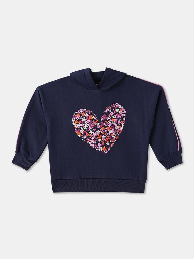 Girls Floral Embroidered Long Sleeve Hoodie with Trousers Set