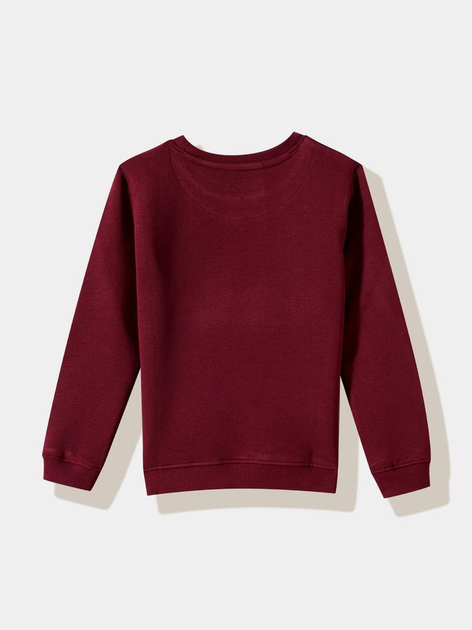 Girls Cotton Blend Regular Fit Crew Neck Pullover Graphic Sweatshirt