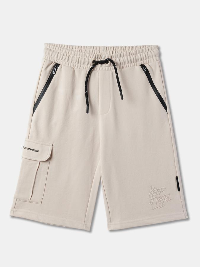 Boys Embroidered Regular Fit Flat-Front Shorts image number 0