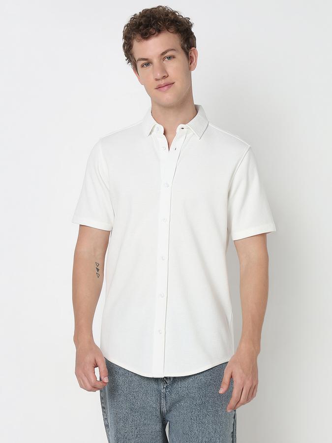R&B MEN'S YOUNG Short Sleeve KNIT TEXTURE SHIRT image number 1