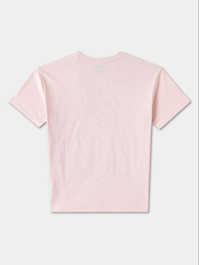 R&B Pink Cotton Round Neck Printed Girl T-Shirt