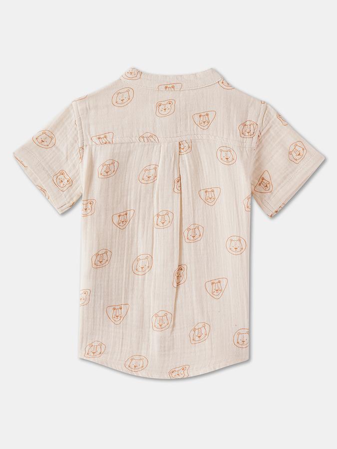 Boys Regular Fit Short Sleeve Mandarin Collar Shirt