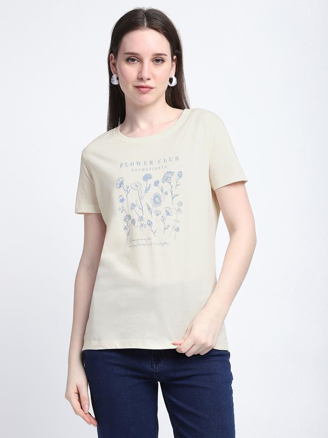 Women Cotton Regular Fit Crew Neck Graphic T-shirt