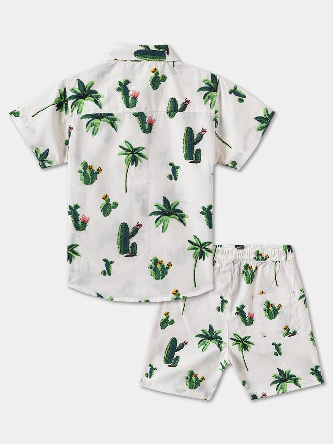 Boys Graphic Print Shirt with Shorts Fashion Set