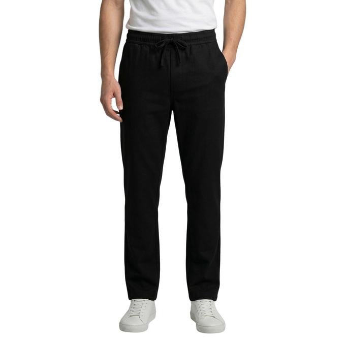 R&B Black Solid Men Regular Fit Trousers