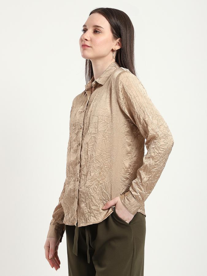 R&B Women Brown Textured Shirt